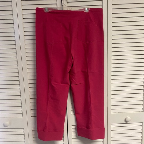 FIBERS Barbara Lesser Women Pink Crop Trouser Pants Wide Leg Drawstring Size 12 - Picture 3 of 6